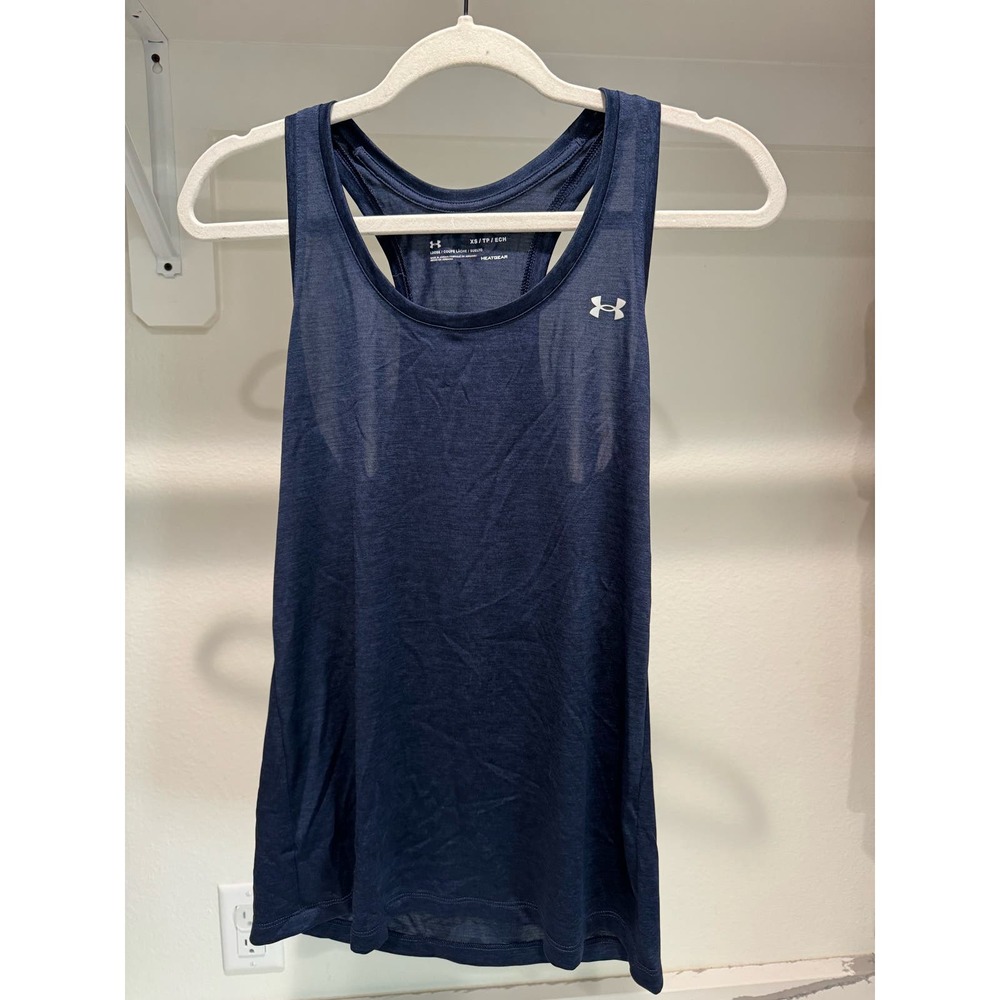Under Armour Women's Navy Racerback Tank Top Workout Shirt Loose Fit Size XS